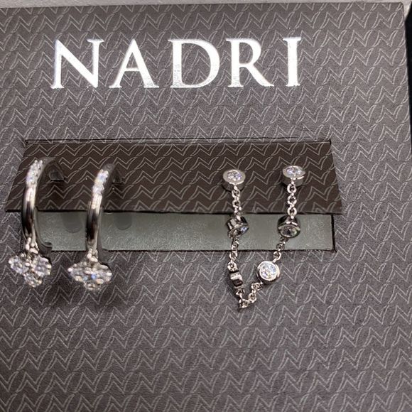 Silver-Tone PaveāSimulated DiamondĀ Hoop Earrings. - Picture 6 of 7